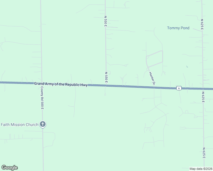 map of restaurants, bars, coffee shops, grocery stores, and more near 801 North 550 East in Westville