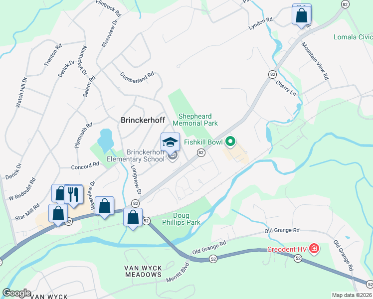 map of restaurants, bars, coffee shops, grocery stores, and more near 11 Riverview Dr in Fishkill