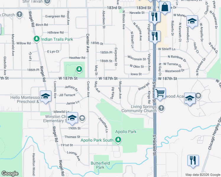 map of restaurants, bars, coffee shops, grocery stores, and more near 1019 Coach Road in Homewood