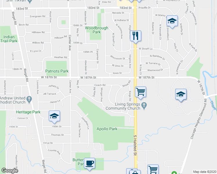 map of restaurants, bars, coffee shops, grocery stores, and more near 951 Coach Road in Homewood