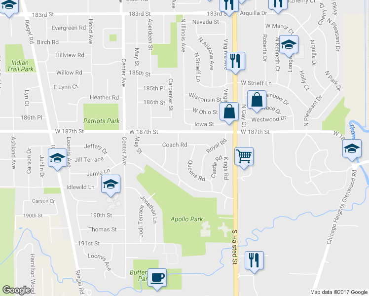 map of restaurants, bars, coffee shops, grocery stores, and more near 951 Coach Road in Homewood