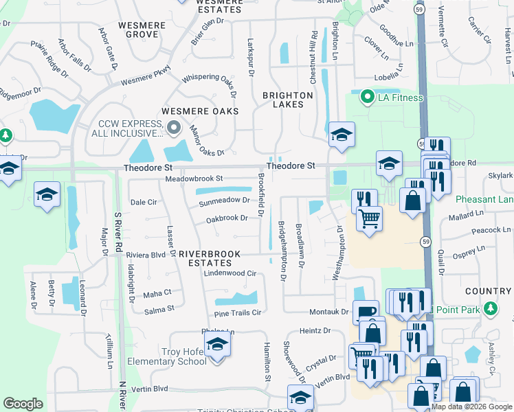 map of restaurants, bars, coffee shops, grocery stores, and more near 5208 Sunmeadow Drive in Plainfield