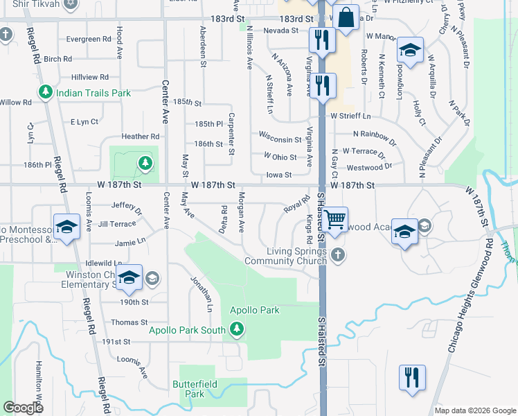 map of restaurants, bars, coffee shops, grocery stores, and more near 951 Coach Road in Homewood