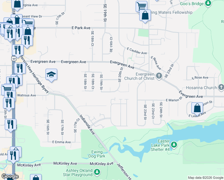 map of restaurants, bars, coffee shops, grocery stores, and more near 1920 East Maish Avenue in Des Moines