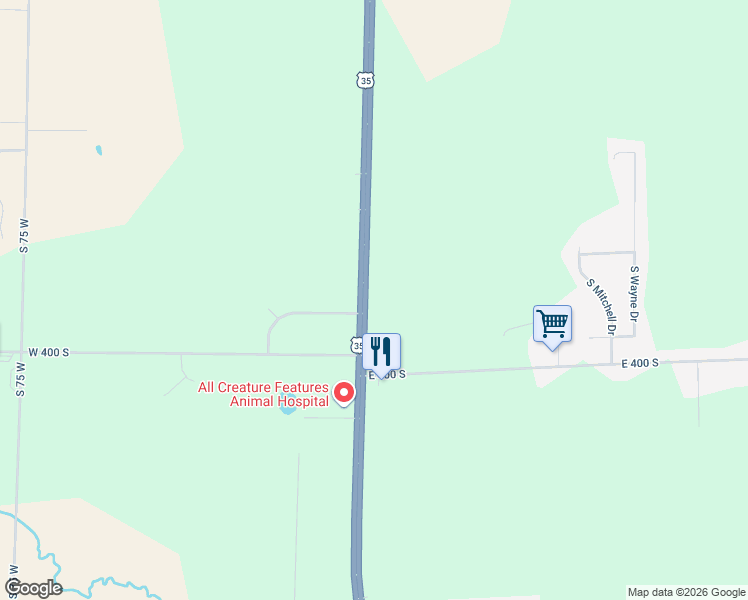 map of restaurants, bars, coffee shops, grocery stores, and more near 3897 U.S. 35 in La Porte