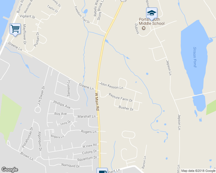 map of restaurants, bars, coffee shops, grocery stores, and more near 47 John Kesson Lane in Middletown