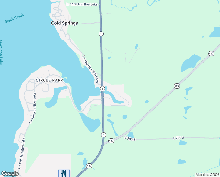 map of restaurants, bars, coffee shops, grocery stores, and more near 435-455 Ln 148 Hamilton Lake in Hamilton