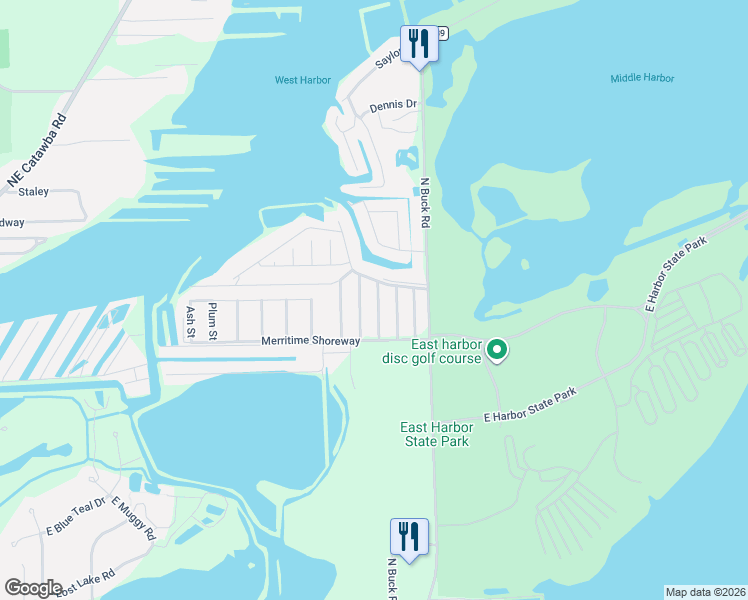 map of restaurants, bars, coffee shops, grocery stores, and more near 1641 Coldwater Crossing Road in Lakeside Marblehead