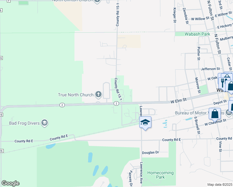 map of restaurants, bars, coffee shops, grocery stores, and more near 241 County Road 15-1 in Wauseon