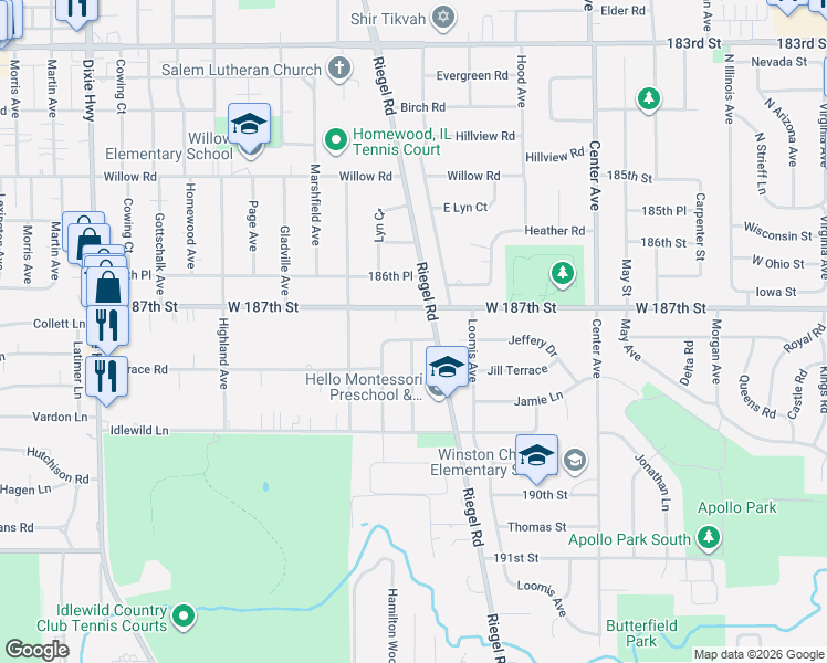 map of restaurants, bars, coffee shops, grocery stores, and more near 1453 Carson Drive in Homewood