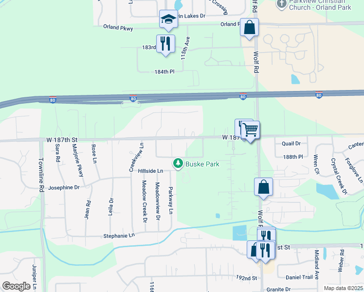 map of restaurants, bars, coffee shops, grocery stores, and more near 18704 Summer Gate Court in Mokena