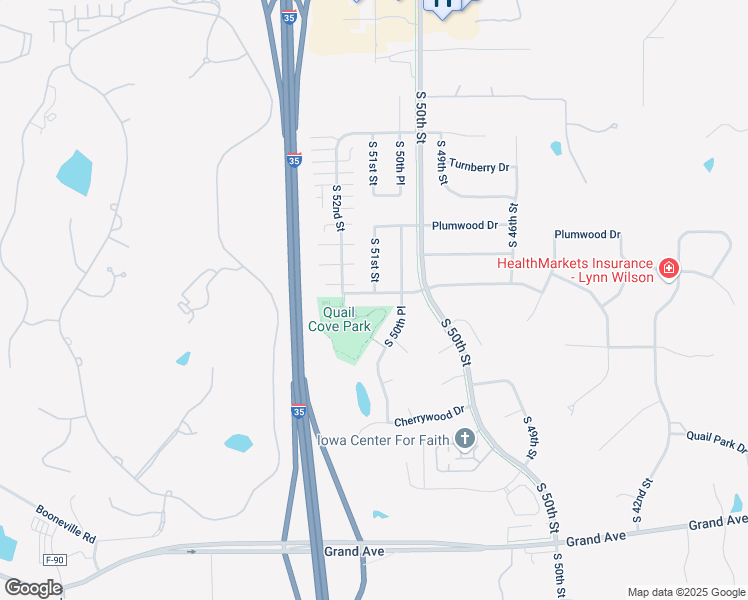 map of restaurants, bars, coffee shops, grocery stores, and more near 5102 Oakwood Lane in West Des Moines