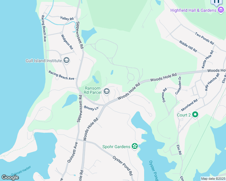 map of restaurants, bars, coffee shops, grocery stores, and more near 165 Woods Hole Road in Falmouth