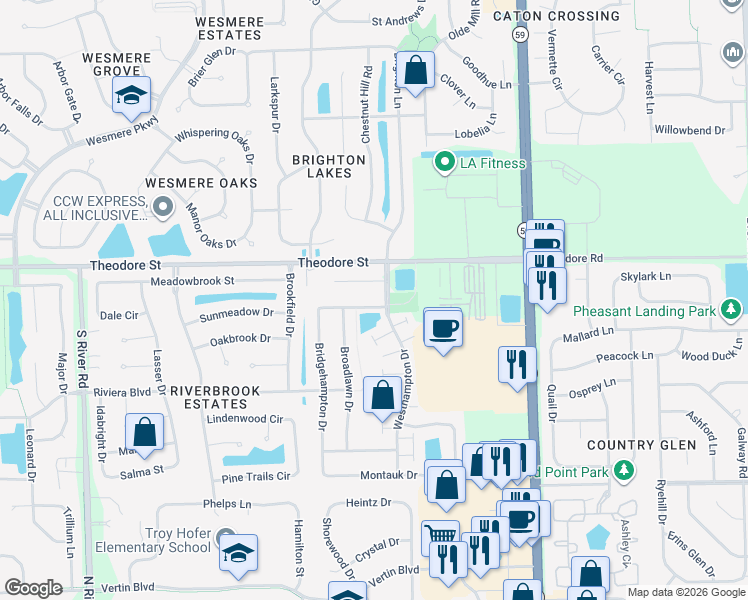 map of restaurants, bars, coffee shops, grocery stores, and more near 5101 Woodmere Court in Plainfield