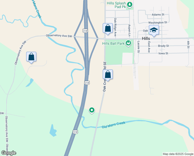 map of restaurants, bars, coffee shops, grocery stores, and more near Iowa 27 in Riverside