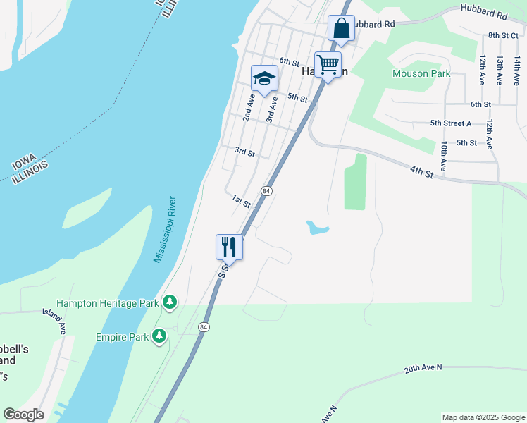 map of restaurants, bars, coffee shops, grocery stores, and more near 16 Cherry Hill in Hampton