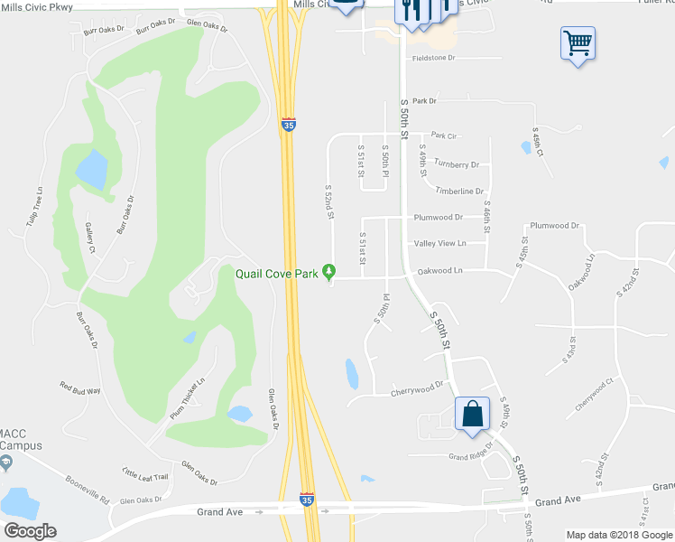 map of restaurants, bars, coffee shops, grocery stores, and more near 1400 South 52nd Street in West Des Moines