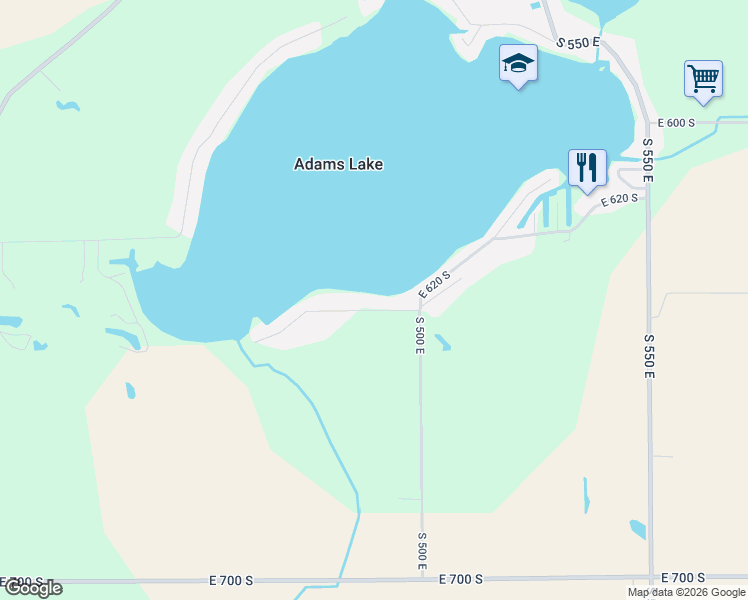 map of restaurants, bars, coffee shops, grocery stores, and more near 4875 East 640 South in Wolcottville