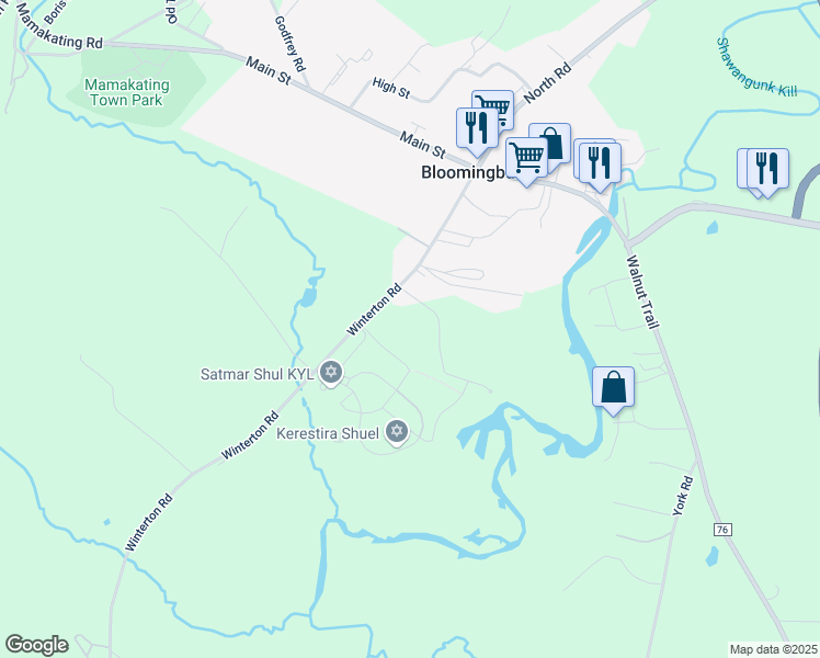 map of restaurants, bars, coffee shops, grocery stores, and more near 32 Ivy Lane in Bloomingburg