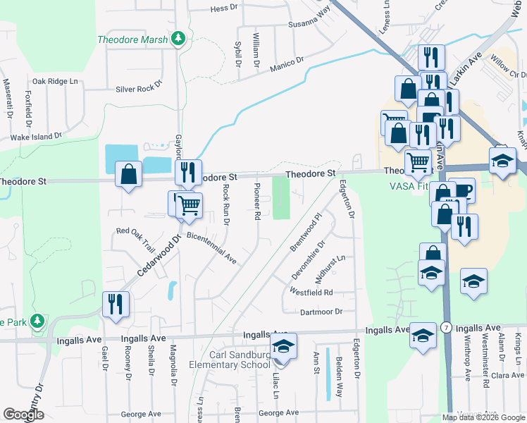 map of restaurants, bars, coffee shops, grocery stores, and more near 1500 Pioneer Road in Crest Hill