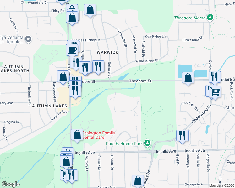 map of restaurants, bars, coffee shops, grocery stores, and more near 3111 Covered Bridge Way in Joliet