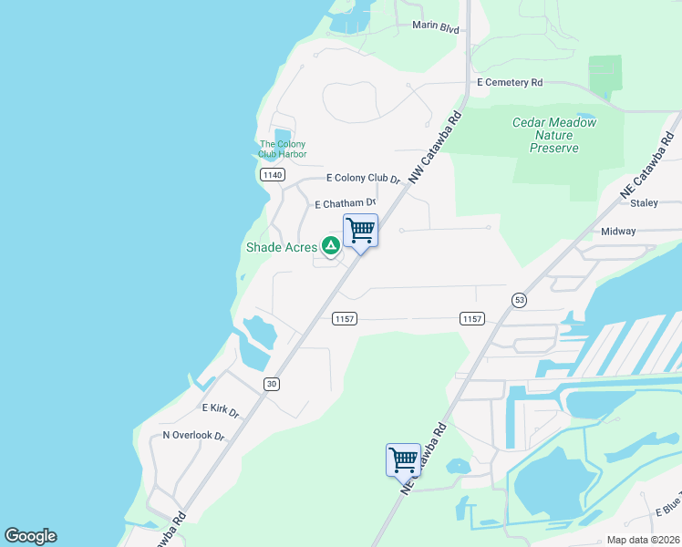 map of restaurants, bars, coffee shops, grocery stores, and more near 1810 Northwest Catawba Road in Port Clinton