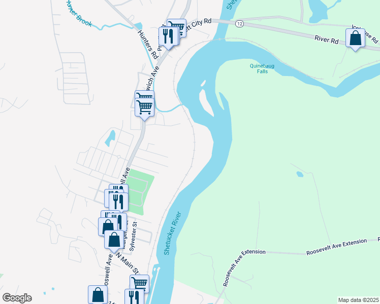 map of restaurants, bars, coffee shops, grocery stores, and more near 44 Adair Street in Norwich