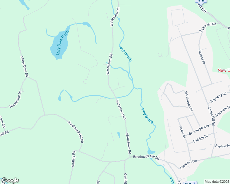 map of restaurants, bars, coffee shops, grocery stores, and more near 288 Watertown Road in Middlebury