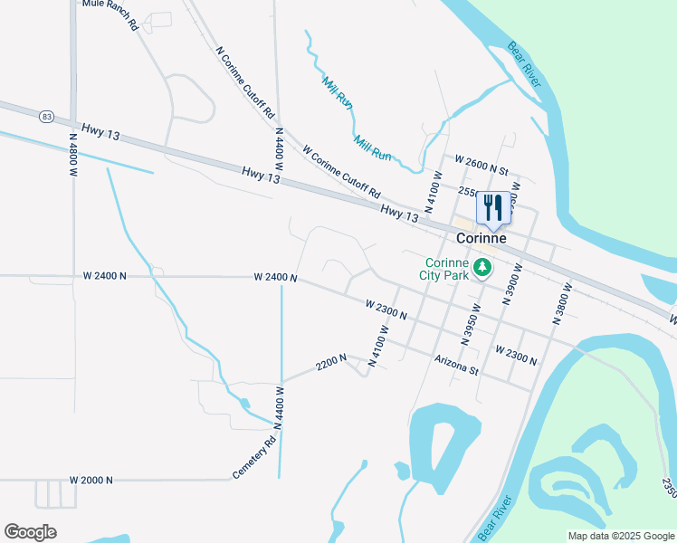map of restaurants, bars, coffee shops, grocery stores, and more near 4205 West 2340 North in Corinne