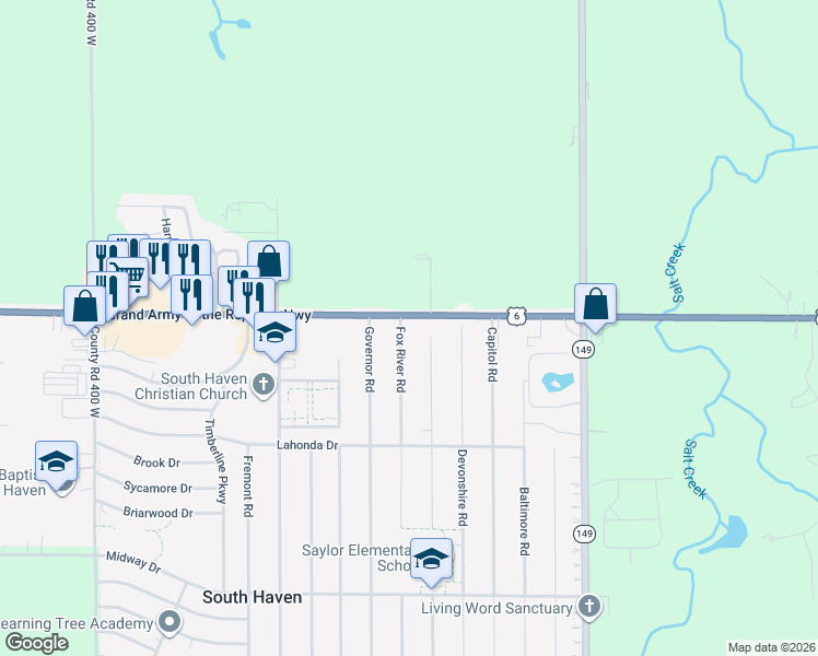 map of restaurants, bars, coffee shops, grocery stores, and more near 336-340 U.S. Route 6 in Illinois in Valparaiso
