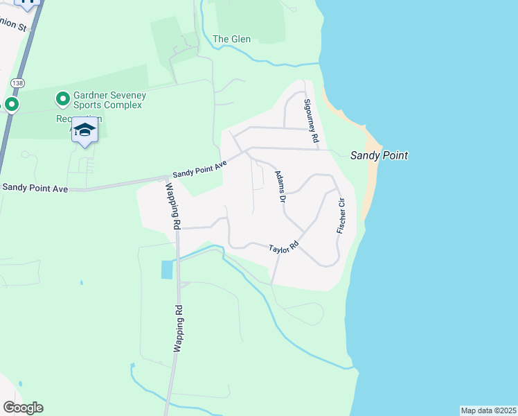 map of restaurants, bars, coffee shops, grocery stores, and more near 94 Sandy Point Farm Road in Portsmouth