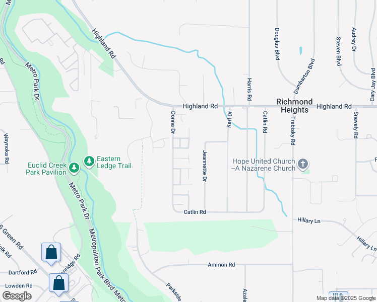 map of restaurants, bars, coffee shops, grocery stores, and more near 4464 Periwinkle Lane in Richmond Heights