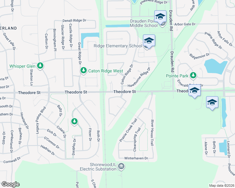 map of restaurants, bars, coffee shops, grocery stores, and more near 25507 Theodore Street in Plainfield