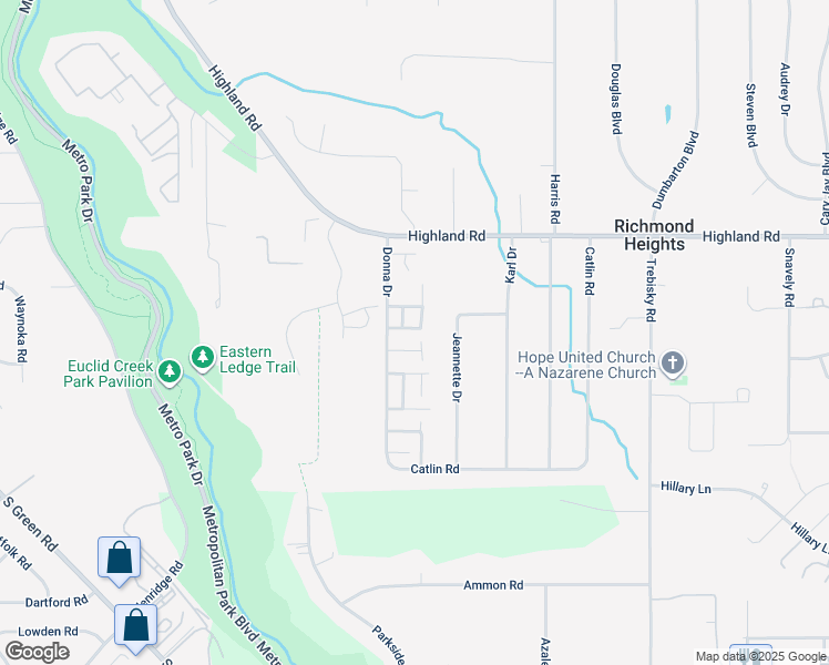 map of restaurants, bars, coffee shops, grocery stores, and more near 4464 Periwinkle Lane in Richmond Heights