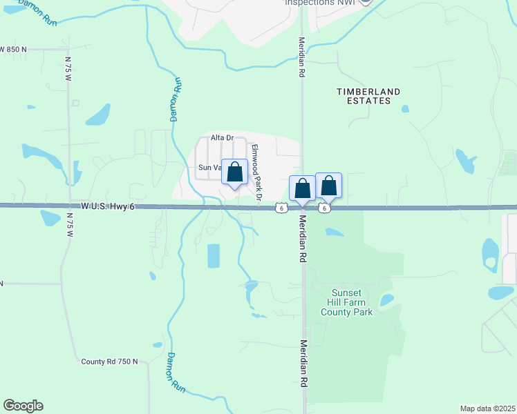 map of restaurants, bars, coffee shops, grocery stores, and more near 11 West U.S. Highway 6 in Valparaiso