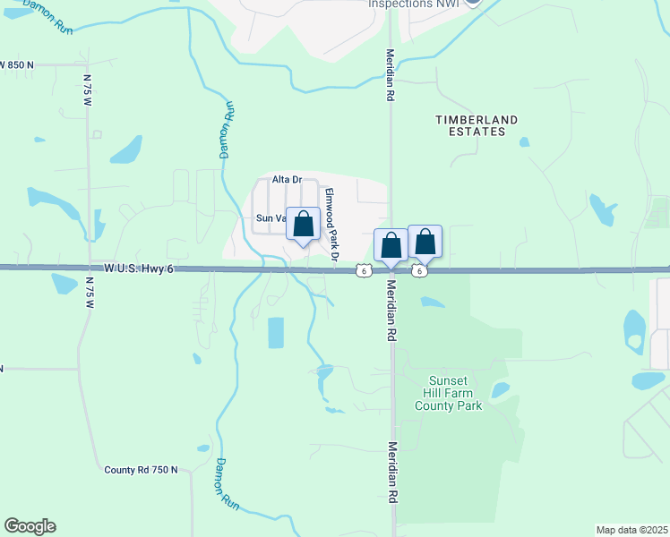 map of restaurants, bars, coffee shops, grocery stores, and more near 810 Elmwood Park Drive in Valparaiso