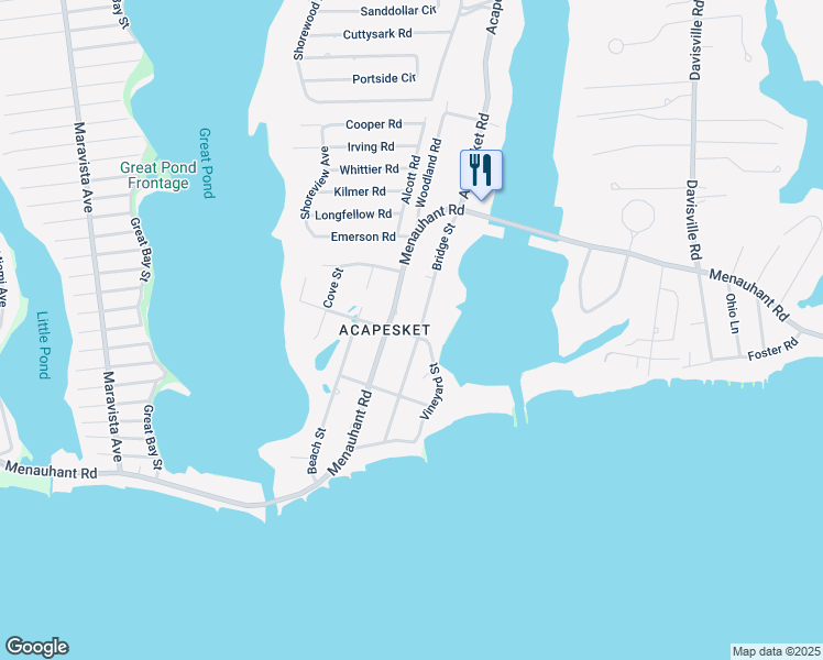 map of restaurants, bars, coffee shops, grocery stores, and more near 67 Bridge Street in Falmouth
