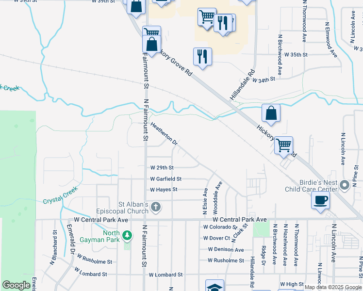 map of restaurants, bars, coffee shops, grocery stores, and more near 3015 North Michigan Avenue in Davenport