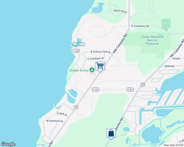 map of restaurants, bars, coffee shops, grocery stores, and more near 1810 NW Catawba Rd in Port Clinton