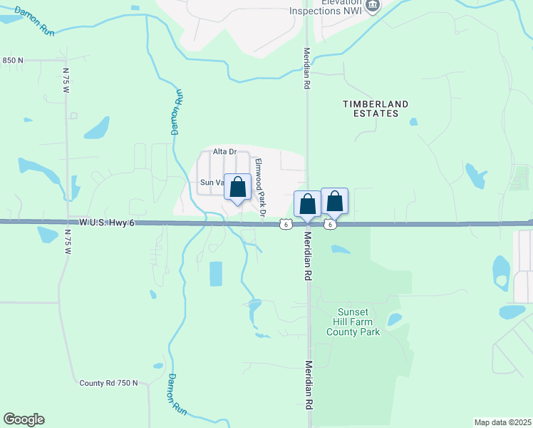 map of restaurants, bars, coffee shops, grocery stores, and more near 11 West U.S. Highway 6 in Valparaiso