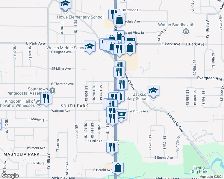 map of restaurants, bars, coffee shops, grocery stores, and more near in Des Moines