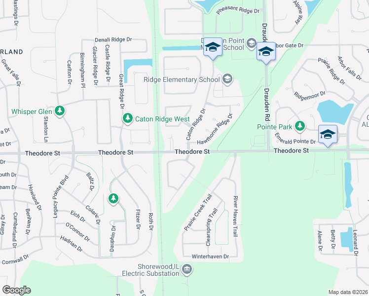 map of restaurants, bars, coffee shops, grocery stores, and more near 25507 Theodore Street in Plainfield