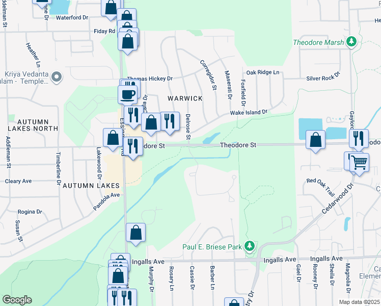 map of restaurants, bars, coffee shops, grocery stores, and more near 3025 Covered Bridge Way in Joliet
