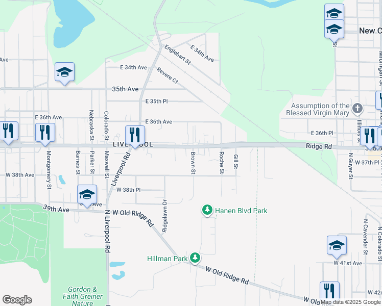 map of restaurants, bars, coffee shops, grocery stores, and more near 3700 Brown Street in Hobart