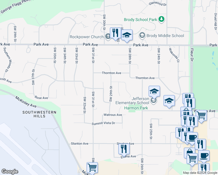 map of restaurants, bars, coffee shops, grocery stores, and more near 3608 Southwest 29th Street in Des Moines