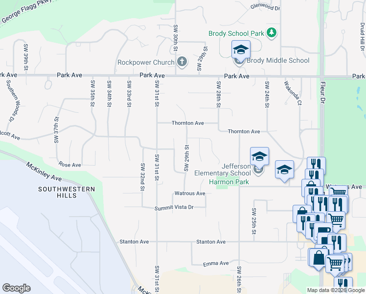 map of restaurants, bars, coffee shops, grocery stores, and more near 3608 Southwest 29th Street in Des Moines
