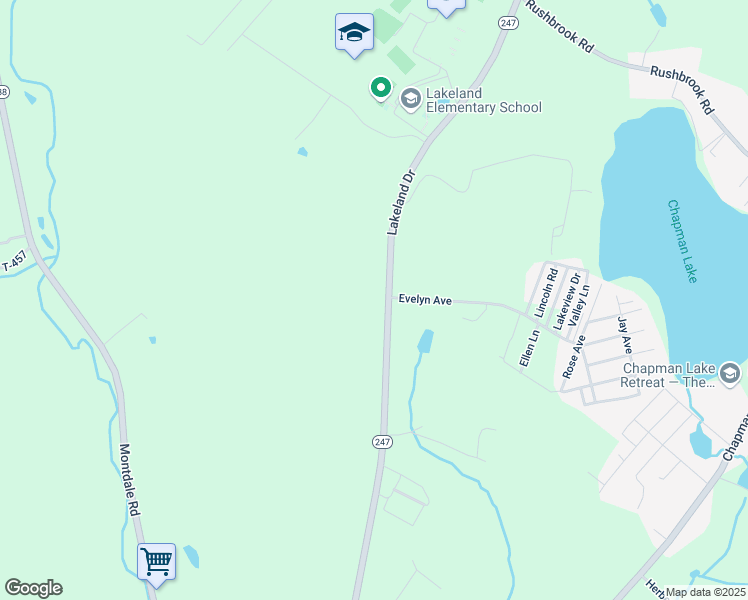 map of restaurants, bars, coffee shops, grocery stores, and more near 1279 Lakeland Drive in Jermyn