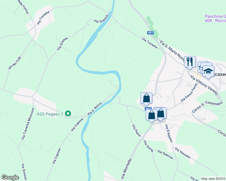 map of restaurants, bars, coffee shops, grocery stores, and more near 6 Via San Rocco in Provincia di Frosinone