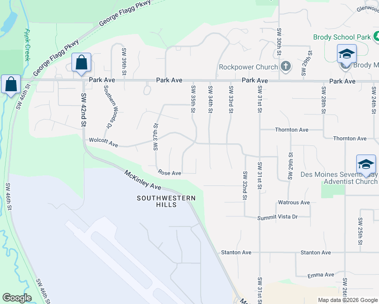 map of restaurants, bars, coffee shops, grocery stores, and more near 3506 Wolcott Avenue in Des Moines