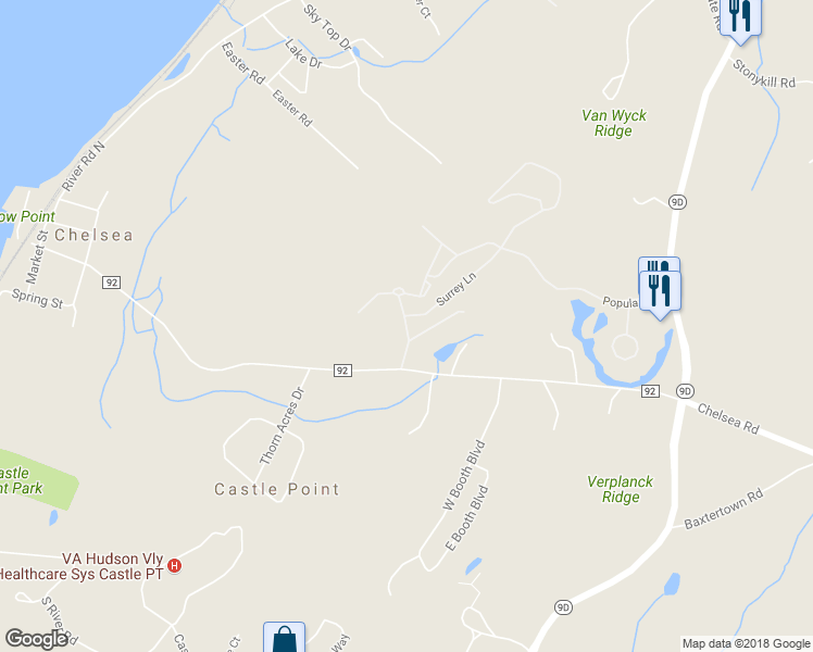 map of restaurants, bars, coffee shops, grocery stores, and more near 34 Chelsea Ridge Drive in Wappingers Falls